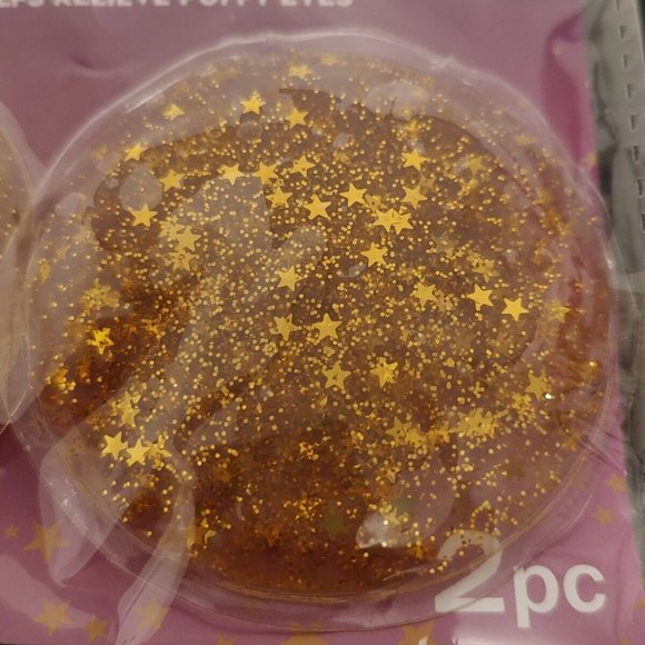 B*Pure Round Hot & Cold Eye Pads 2pc Reusable Puffy Eye Relief Mini Gold Stars - Picture 2 of 9